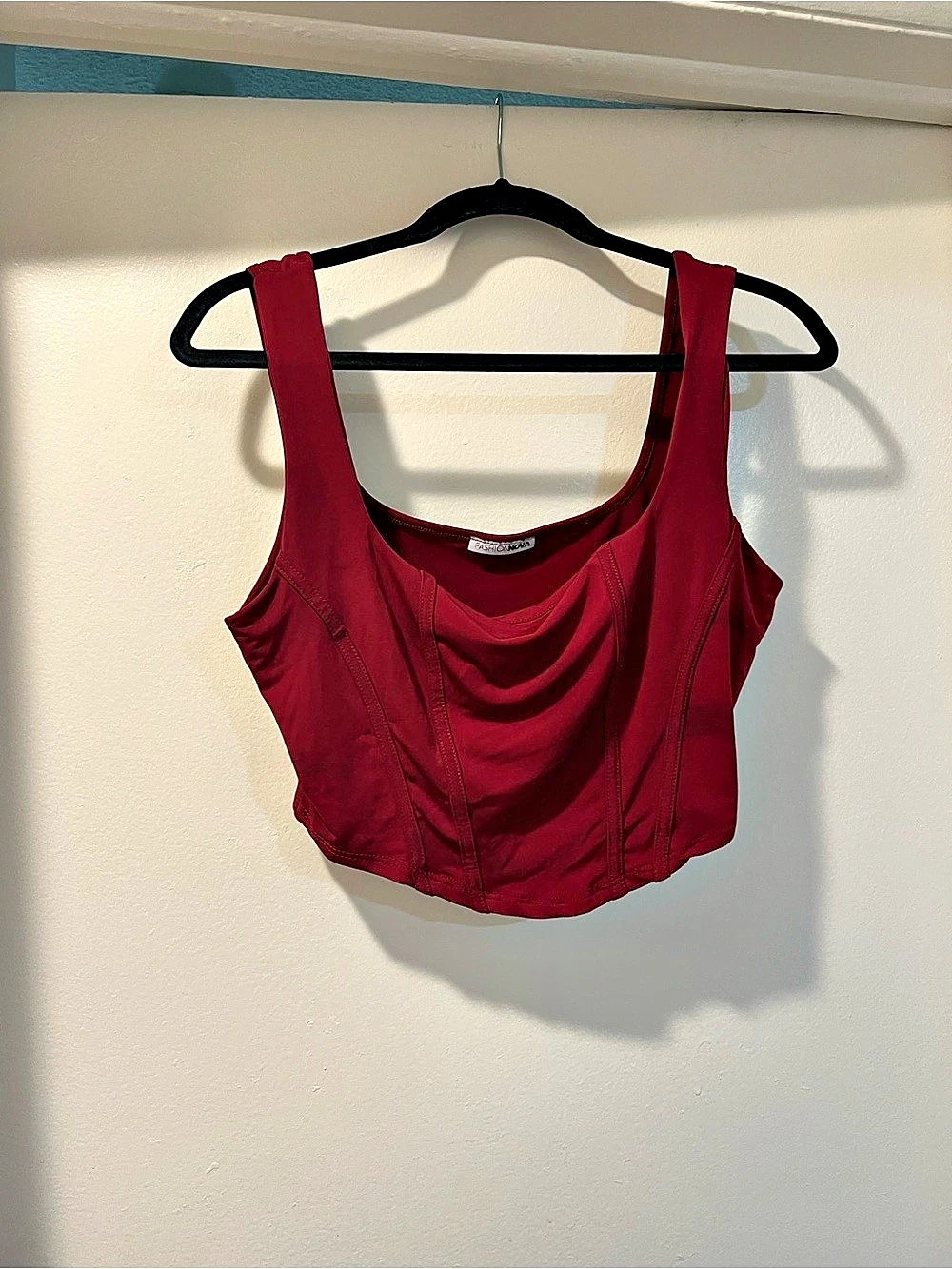 Fashion Nova Draped Neck Crop Top Burgundy Like New